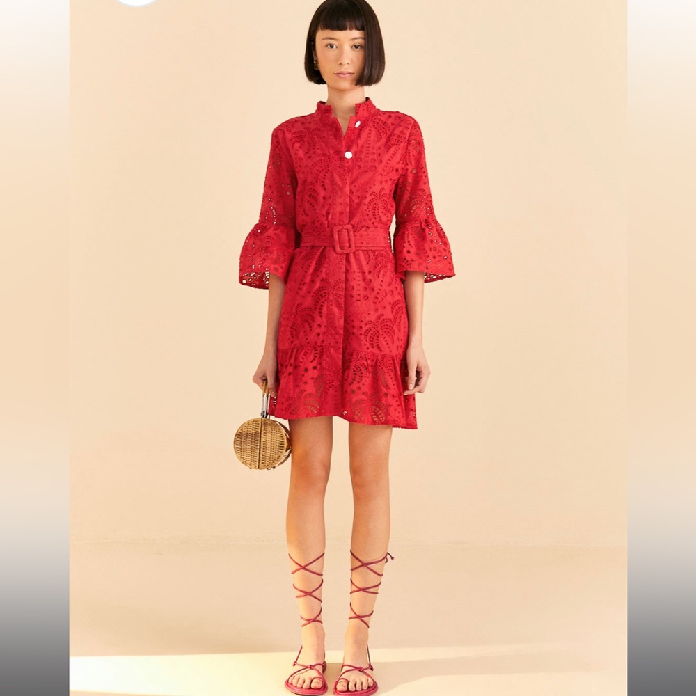 Farm Rio Red Palm Tree Mini Dress